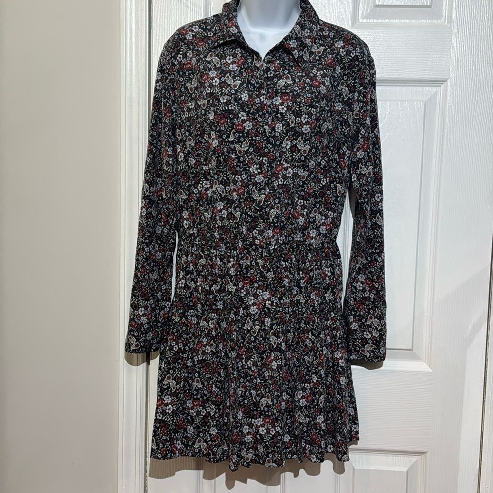 Veronica Beard Rory Dress Floral Print Silk Crepe Button Down Collared Mini Sz 6